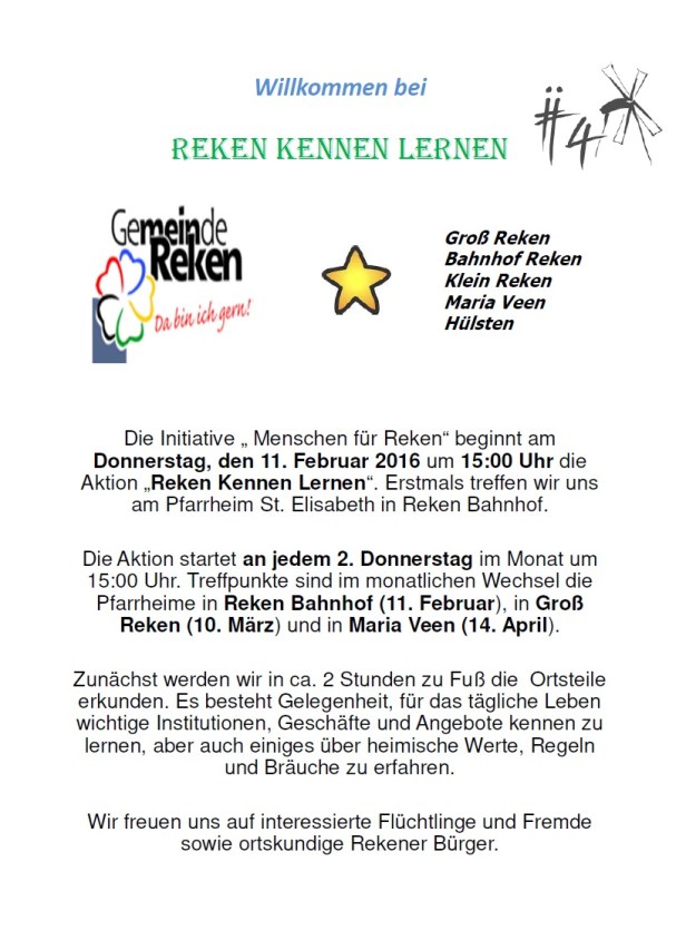 Ankündigung Reken kennen lernen auf Rundgängen