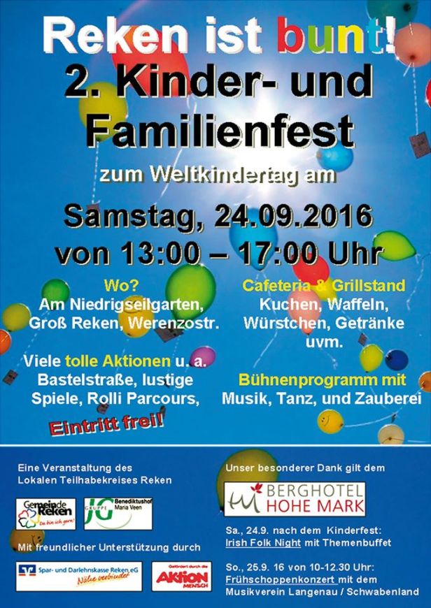 Plakat zum Kinder- und Familienfest 2016 in Reken