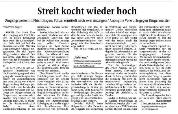 BZ 26-8-17 Streit kocht wieder hoch